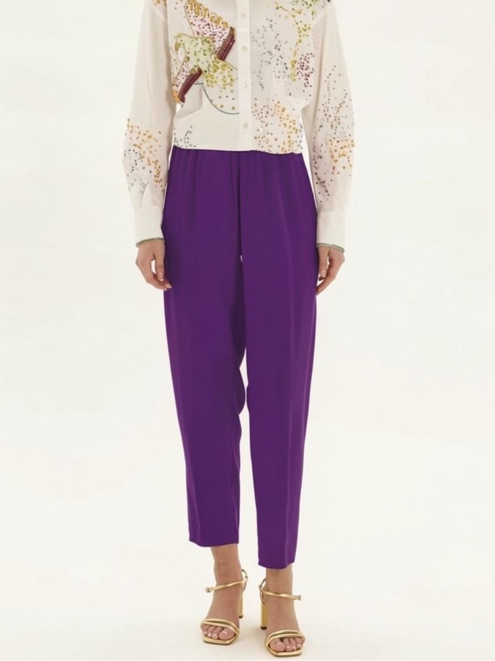 FORTE FORTE women's ripstop elastic pants in violet Purple Sz 4